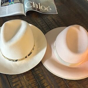 Rag and bone Women's Cream and Pink Fedora Hats